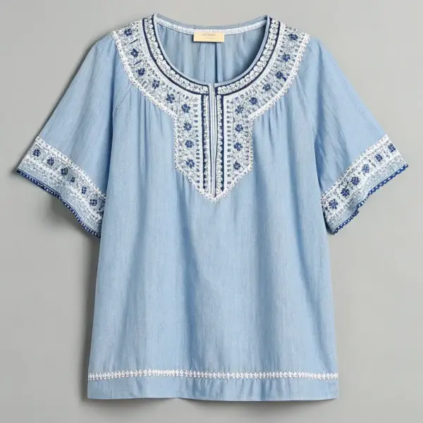 Embroidered Boho Top