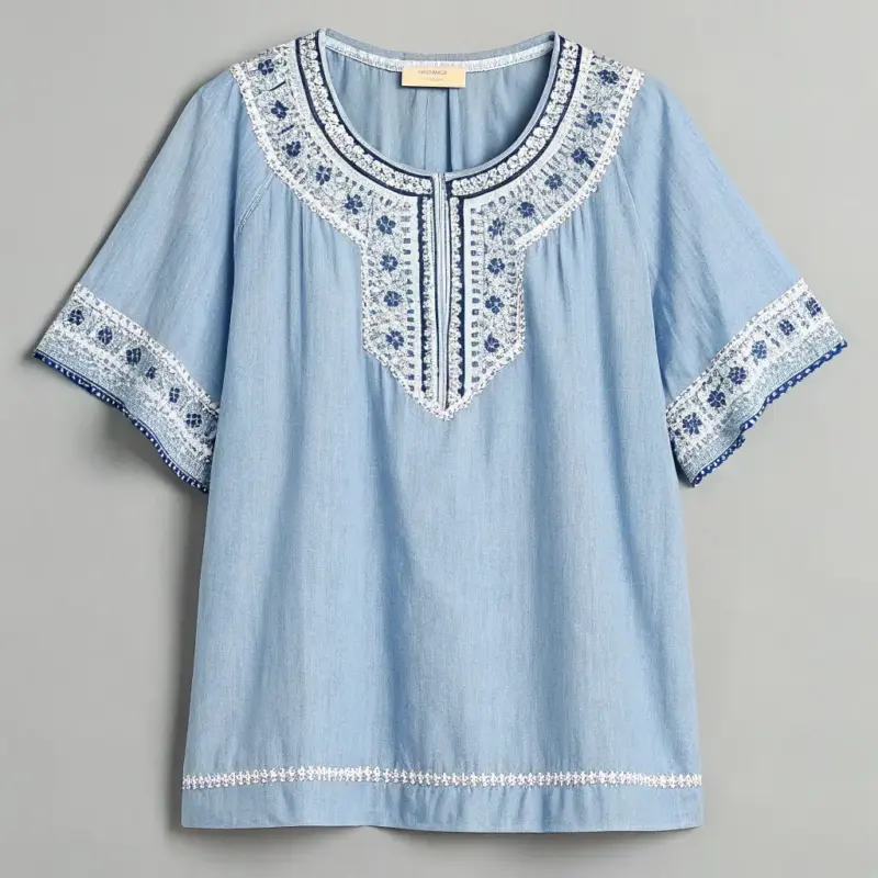 Embroidered Boho Top